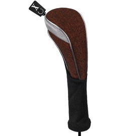 Andux 3pcs/Set Nylon Golf Wood Club Head Covers 460cc Driver Covers with Long Neck Brown
