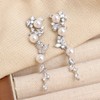 Sonateomber Silver Pearl Prom Long Dangle Earrings for Women, Elegant