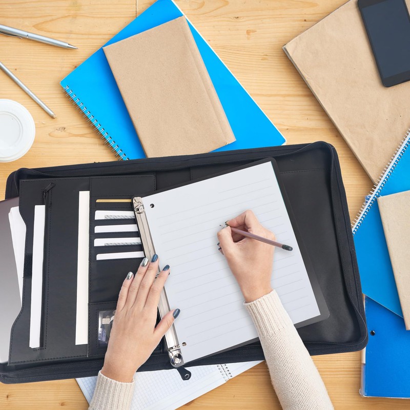 GraduationMall Portfolio with Zip and Handles, Faux Leather Writing Case