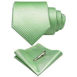 RBOCOTT Bright Sage Tie Woven Classic Formal Mens Necktie and Pocket Square with Tie Clip Set(386)