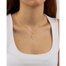 Jewelry Atelier Gold-Filled Initial Necklace for Women – Layered Initial Necklace with A-Z Pendant – 14k Gold-Filled Paperclip Chain– Cute Layered Gold Choker – Gold Jewelry for Women (N)