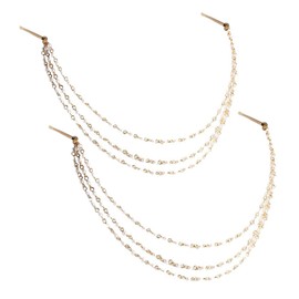 Yueton 2pcs Moda Mujer Perlas Artificiales Borla Cadena Clips Barrettes Diadema Clips Pinzas de Pelo Abrazadera Borde Pines Bobby