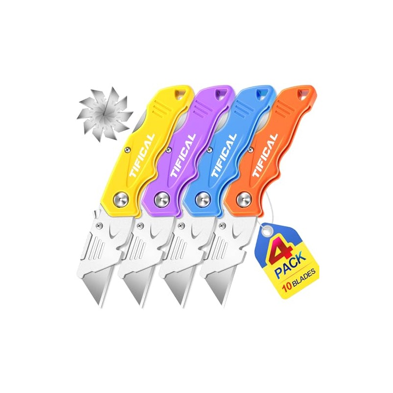 Box Cutter, Quick Change Folding Box Cutter with Clip, Folding