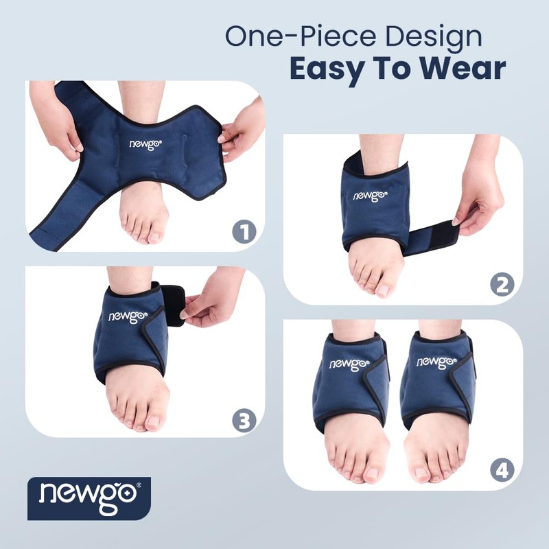 NEWGO NEWGO Ankle Ice Pack Wrap for Injuries Reusable, 2