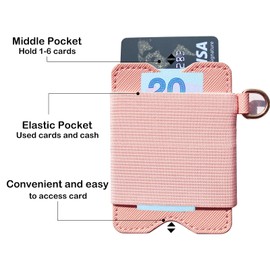 QIAQIAYU Minimalist Card Holder Wallet Vertical Card Holder Slim elastic Wallet for Women girls (Pink A)