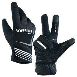Warrior Gears Cycling Gloves for Men Touchscreen Winter Gloves for Men and Women Breathable Lightweight Waterproof Reflective Ski Running Walking Gloves Black and White Small