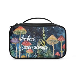 Tiasarato Mushroom Night Cosmetic Bag for Women the Best Sister Always Storage Bag Fashion Toiletry Bag for Brushes,Toiletry,Cosmetics