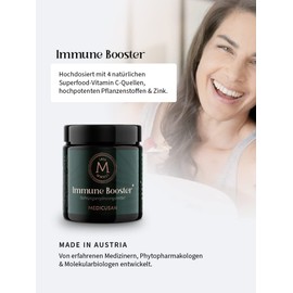 Medicusan Immune Booster - 100% NRV Vitamin C from Aronia, Rosehip, Camu Camu & Acerola - 200mg Astragalus - 120mg Thyme - 80mg Echinacea Purpurea - 100% NRV Zinc - 1Capsule / Day - 30 Pieces / 30