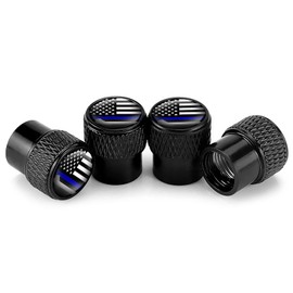 MEAJOO 4 PCS American Flag Tire Valve Stem Caps, Corrosion Resistant Premium Aluminum Alloy Valve Stem Covers, Universal Dust Proof Stem Covers for Cars SUVs Motorcycles Bicycles (Black)