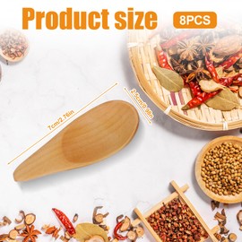 8pcs Handmade Tiny Wooden Spoons, 2.76x0.98 Inch Wood Spice Teaspoons Practical Mini Condiment Spoons Small Serving Spoons for Jam Sugar Spices Jars Sauces Honey Mustard