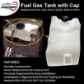 Fuel Gas Tank with Cap | Compatible with John Deere Scotts Sabre L100 L110 L120 L130 L105 L118 L111 L108 & More | Replace#: GY21876, GY21102, GY20894