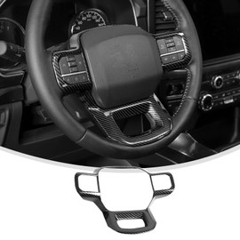Linskip Steering Wheel Trim Compatible with Ford F150 2021 2022 2023 2024, Steering Wheel Cover for Ford F-150 Interior Accessories(Carbon Fiber Black)