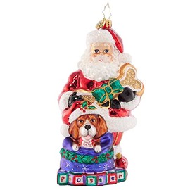 Christopher Radko Hand-Crafted European Glass Christmas Decorative Ornament, Santa's Foster Friend