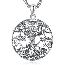 EUDORA Harmony Ball Viking Tree of Life Chain for Women Men S925 Sterling Silver Runes Yggdrasil Valknut Vegvisir Necklace Dragon Pendant Nordic Mythology Amulet Odin Jewellery for Women, Sterling