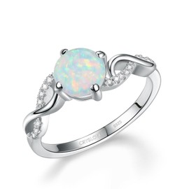 CRYSLOVE Real Moonstone Promise Ring for Women 925 Sterling Silver Rainbow Moon Stone Infinity Engagement Rings Statement Band Finger Minimalist Ring for Girlfriend Mother Wife, Sterling silver, white