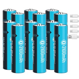 TEMIBATT 1.5V USB-C Rechargeable AA Lithium Batteries (12-Pack) - 2100mAh High Capacity, 2000 Cycles, Fast Charging Safe for Toys, Cameras, Flashlights & Smart Home Devices