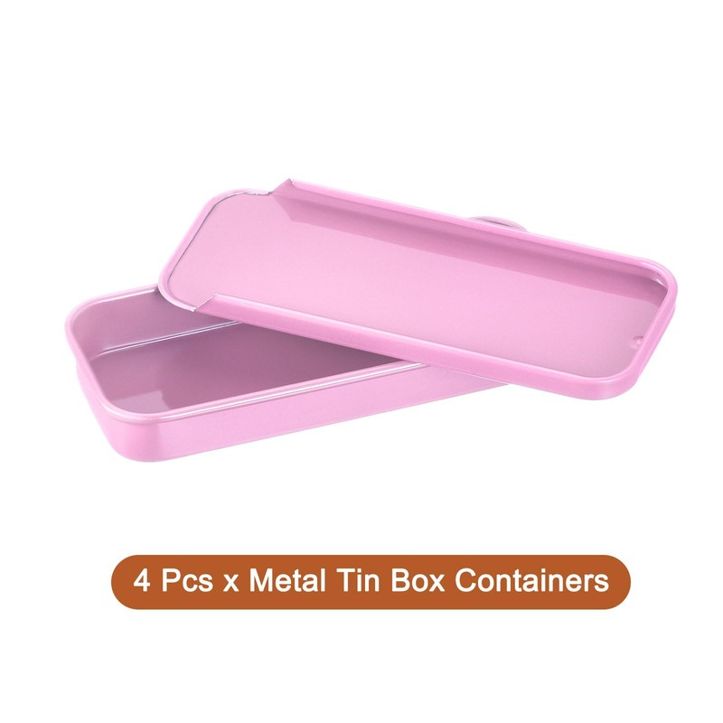 uxcell 4 Pcs Metal Tin Box Container, 3.1x1.3x0.4 Inch Slide