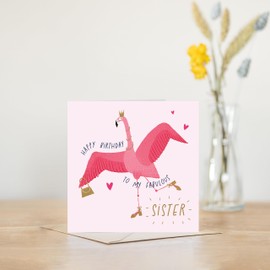 Manta Makes Sister Birthday card, happy birthday card from sister, happy birthday cards for sister, birthday cards for women, sister birthday card adult, happy birthday sister card (Flamingo)