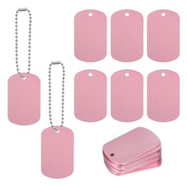 PATIKIL Metal Stamping Blanks Tags 2", 25 Pcs Anodized Aluminum Blank Dog Tags Rectangle Laser Engraving Blanks ID Name Tag with 6" Ball Chain for Pet Craft DIY Decorative, Pink