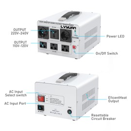 LVYUAN 3000W Voltage Transformer Power Converter Step Up 110V to 220V, Step Down 220V to 110V, 110/120 Volt - 220/240 Volt