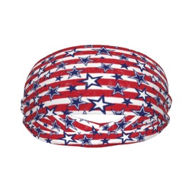 Patriotic Stars July 4th American Independence Day Sports Sweatband Head Bands for Women Men Sweat-Absorbing Headbands Suitable for Running Yoga Fitness Football Exercise