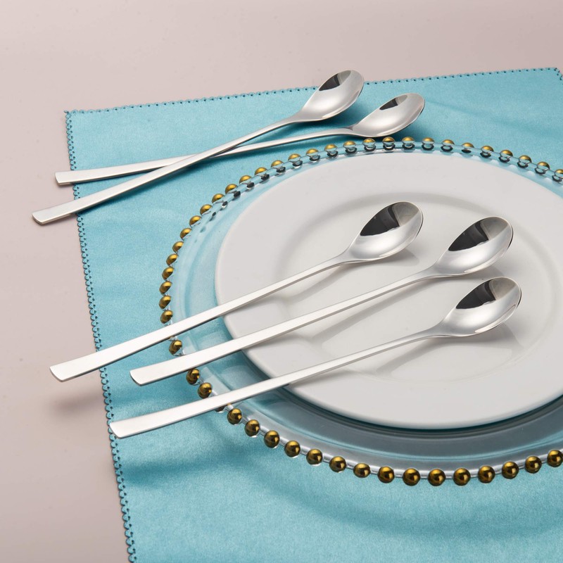 IMEEA Long Spoon, Bar Spoon, 18-8 Stainless Steel, Parfait Spoon,