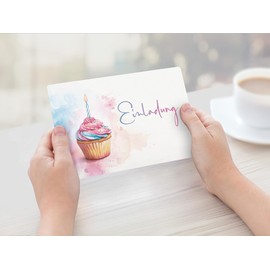 beriluDesign 12 Invitation Cards for Children's Birthday Party – Birthday Invitation Muffin Cupcake (Muffin)