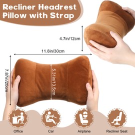 Youyole Car Neck Pillow for Driving Seat 11.8 x 7.87 x 4.7 Inches Office & Gaming Chair Neck Support Pillow Memory Foam with Strap Velvet Cover for Car Driving and Desk Use(Coffee)