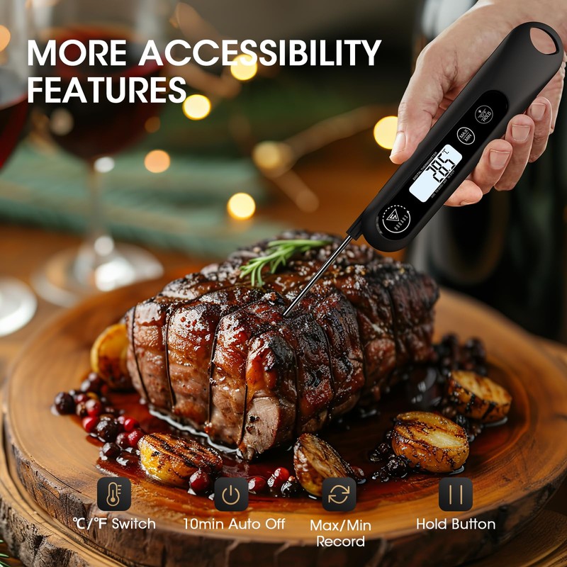 DOQAUS Meat Thermometers, 3S Instant Read Food Thermometer, Accurate Meat