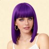 siswin Purple Short Straight Bob Wig with Bangs for Women(12inch,Purple)