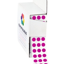 ChromaLabel 0.25 inch Fluorescent Purple Sticky Color Coding Dot Stickers, Ideal for Pricing, Office Supplies, Teachers, Comes with Handy Dispenser - Great for Retail, Manufacturing, Recreation