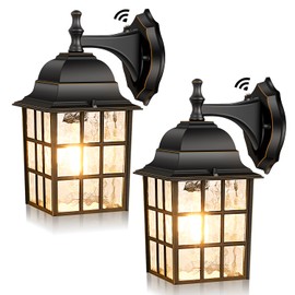 Dusk to Dawn Outdoor Wall Light Fixture, Waterproof Exterior Wall Lantern Porch Light with Photocell Sensor, Modern Bronze Outside Wall Sconce with E26 Socket for House Garage, 2-Pack