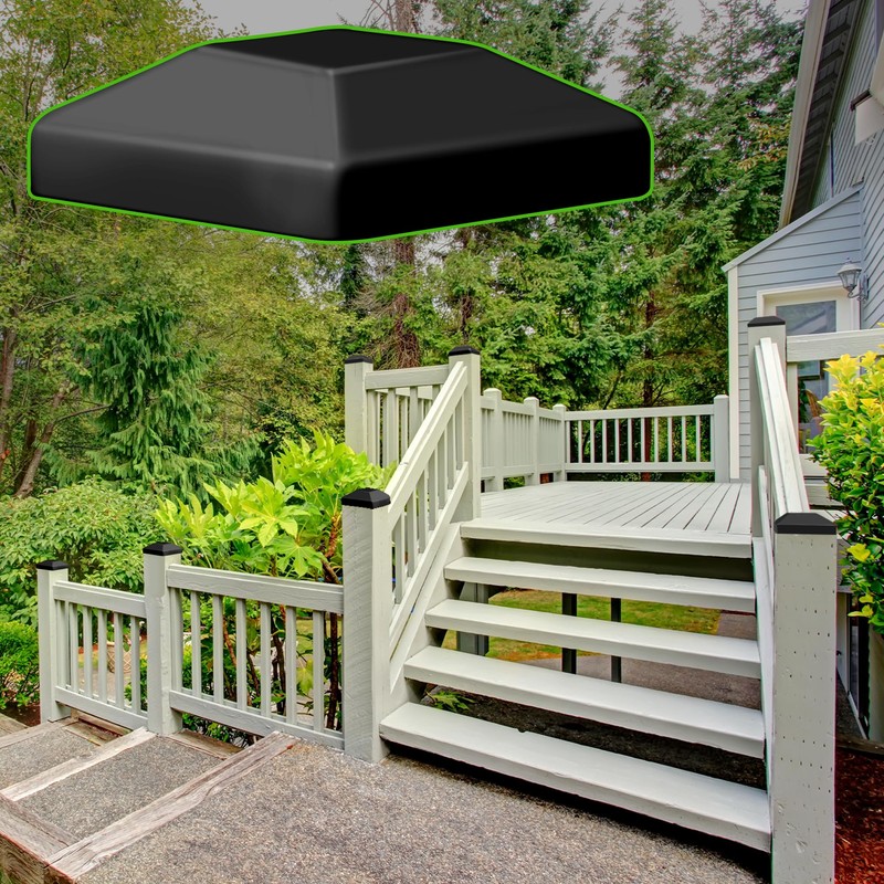TonGass (24-Pack, Black) 4"x4" (3 5/8") Wood Fence Post Caps