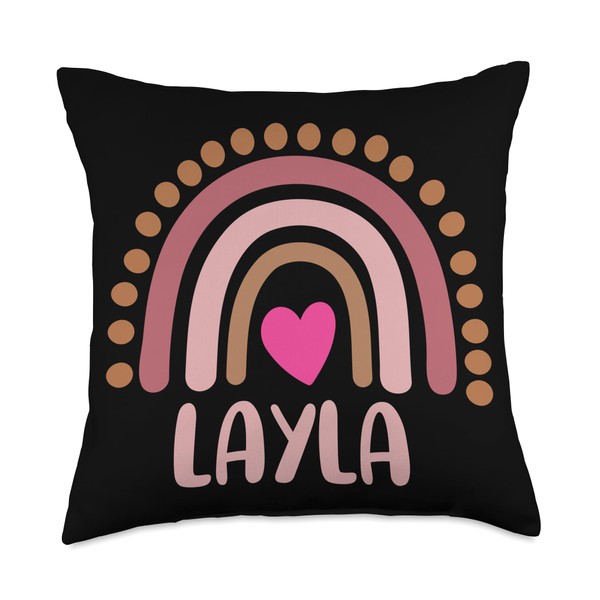 Layla Name Cute Personalized Heart Love Rainbow Throw Pillow
