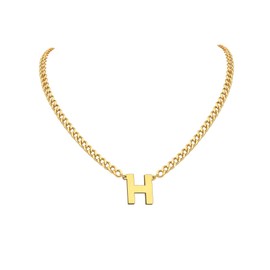 PIYIZ H Necklace for Men Gold Plated Cuban Link Chain with Initial Lover Boyfriend Gifts Trendy Letter Pendant Women Gold Chunky Necklace 18"+2?Extender