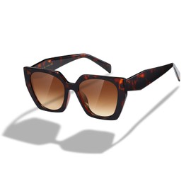 kimorn Sunglasses Womens and Men Trendy Retro Trendy Sun Glasses K1354 (Tortoiseshell Frame Gradient Brown Lens)