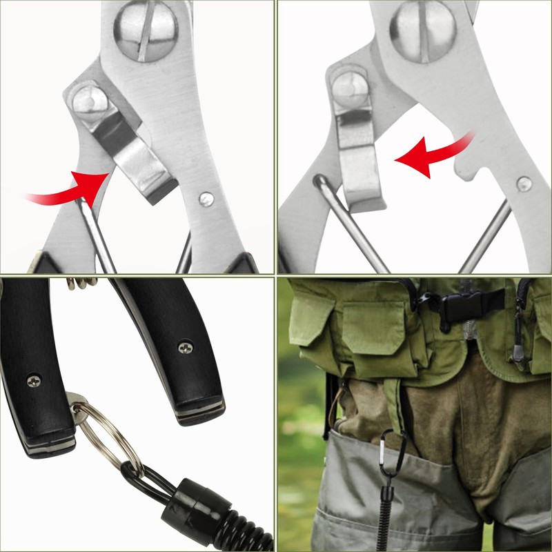 Annyswit 3 Pcs Portable Fishing Pliers Snips Set with Lanyard