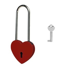Gradleen Single Heart Lock with Key 3.5 Inches,50mm Love Padlock Rubber Painting Red Metal Love Lock for Lovelock Bridge,Card Box,Jewelry Box,Diary Book,Handbag