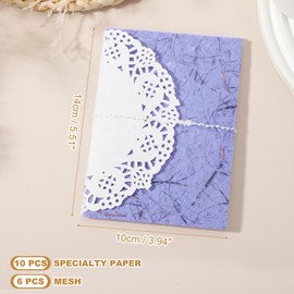 uxcell 16 Sheets Textured Scrapbook Paper, Mixed Special Paper Mesh Fabric Assorted Set for Scrapbooking Junk Journal Card DIY Materials Collage Card Embellishment Supplies, Purple/Yellow