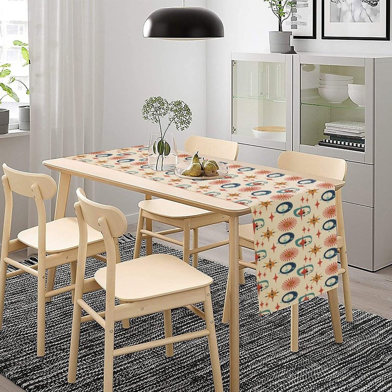 Mid Century Modern Table Runner Abstract Style Colorful Geometric Atomic