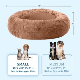 PETMAKER Dog Bed - Donut Dog Bed and Cat Bed for Small Pets - Dog Bed with Removable Washable Cover and Anti-Slip Bottom - Puppy Essentials (Beige)