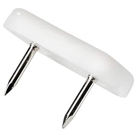 Adsamm® 16 x Plastic Gliders with 2 Nails / White / 18 x 30 mm / Rectangular / Furniture Gliders with Nail / Furniture and Floor Gliders