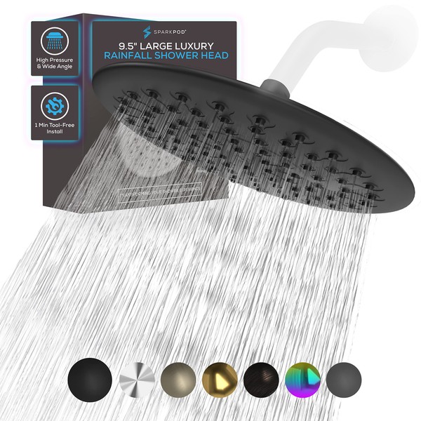 SparkPod 9.5 Inch Large Rain Shower Head - Luxury Rainfall