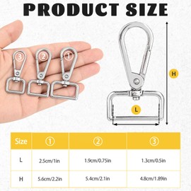 30 Pcs Metal D Ring Swivel Lobster Claw Clasp Snap Hooks Purse Hardware