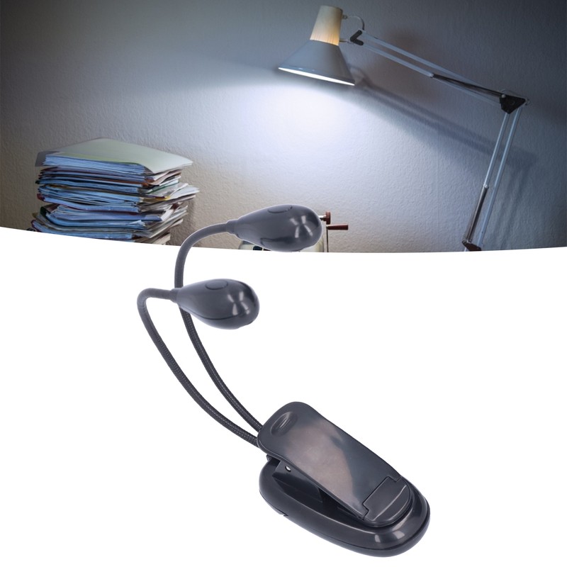 LED Book Light Eye Protecting 360° Rotatable White Light Double