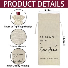 AWSICE New Home Gift Wine Bottle Bag - Pairs Well with Home Gifts - Burlap Reusable Wine Bags with Drawstring - Housewarming Party Decorations - Meaningful Present Ideas-A33