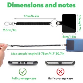 XLIUAX Stretchy Phone Lanyard Tether with Patch, Universal Theftproof Anti-Lost Elastic Tether Wrist Strap with Patch for Drop Protection Compatible with Most Smartphones