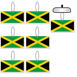 6 Pcs Flag of Jamaica Car Air Fresheners, Funny Hanging Car Air Fresheners Long Lasting Cute Car Mirror Scented Hanging Car Decoration Ornaments Gift Interior Accessories for Men Women