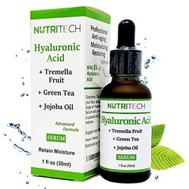 Suero facial de Acido Hialuronico para evitar el envejecimiento e hidratar la piel, con te verde, aceite de jojoba, calidad Premium
