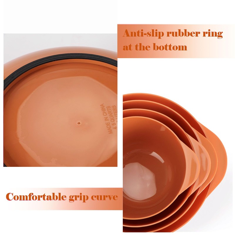 BoxedHome Nesting Plastic Mixing Bowl Set, 4 Piece Mixing Bowl